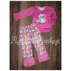 Boutique Aristocats Marie Girls Ruffle Leggings Outfit Set